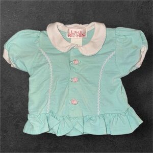Vintage 90s Little Red Hen Mint Baby Top 6-9M